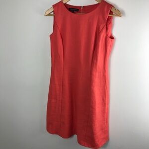 Lafayette 148 Orange 100% Linen Shift Dress